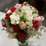 Brides Bouquet with Roses, Freesias, Geraldton Wax