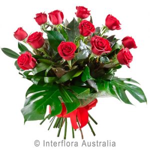 Bouquet of 12 Red Roses for Valentine's Day from Hanging Basket Florist Rockingham