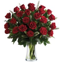 Two Dozen Roses with Vase