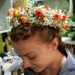 Flower Crown with Orange Roses and Babies Breath